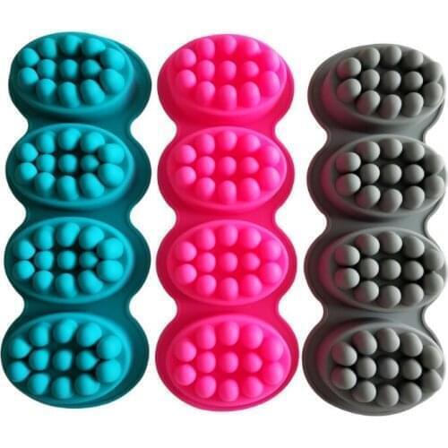 50PCS 3D DIY Handmade Soap Silicone Molds Massage Therapy Bar Soap Making Mould Oval Shape Soaps Resin Crafts random