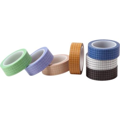 7 Rolls Grid Printed Washi Tape Set, 15mm Wide Decorative Masking Tape, Festival Gift Wrapping Party Supplies