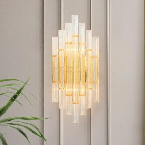American Luxury Crystal Wall Lamp Modern Simple Living Room Bedroom Bedside Home Decoration Wall Sconce Light Fixture Luminaria