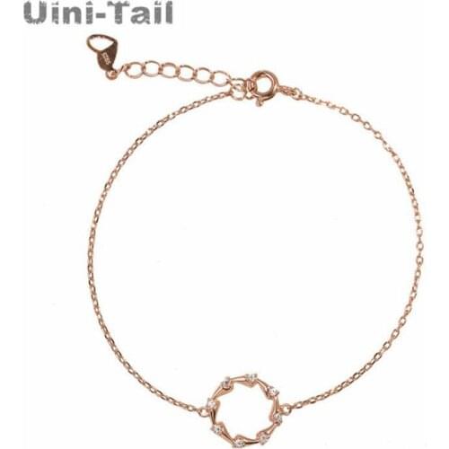 Uini-Tail new listing 925 sterling silver circle micro-inlaid bracelet Korean girl fashion simple personality trend jewelry