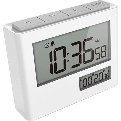 Digital Timer with Clock, Digital Alarm Clock, Timer Mode, Electronic Timer, Timer and Clock LCD Display for Kitchen
