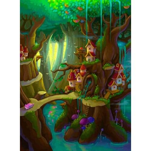Fantasy forest The wooden puzzle 1000 pieces ersion jigsaw puzzle white card adult childrens educational toys