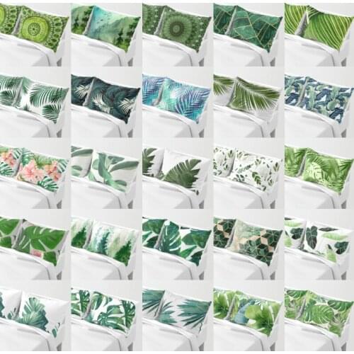 Nordic Style Double-sided Leaf Green Plant Simple Cushion Environmental Protection Waist Pillow Polyester Cotton Pillow