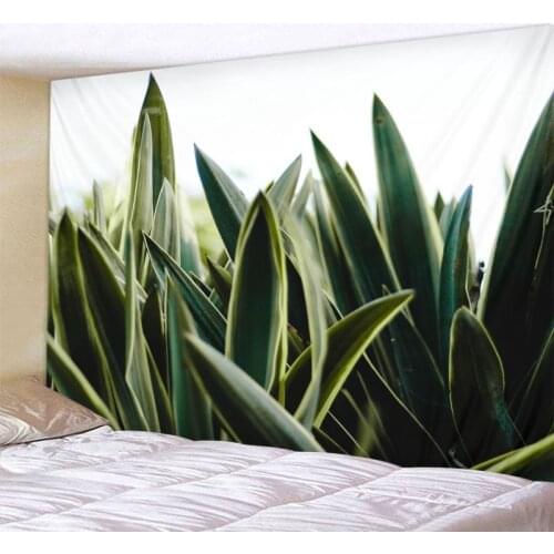 Green plant printing tapestry tropical plant wall hanging Nordic home living room bedroom fabric painting background decoration