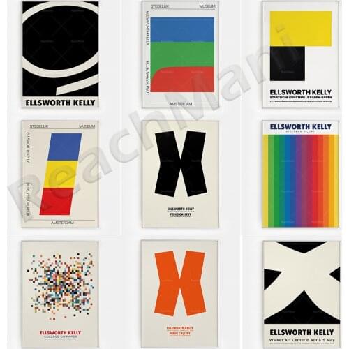 Ellsworth Kelly Art Spectrum Collage Exhibition Poster | Ellsworth Kelly Art Prints | Color Gradient Wall Decoration Museum Gall