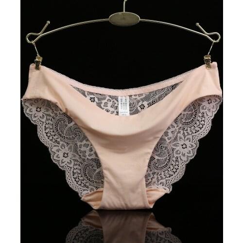KJ205 Women Ice Silk Low Waist Underwear Female Sexy Lace Lingerie Knickers Ladies Seamless Breathable Panties Calcinhas