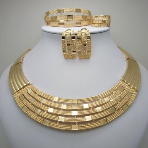 Kingdom Ma Unique Big Luxury Gold Color 4PCS African Jewelry Sets For Women Wedding Indian Nigerian Party Jewelry Set