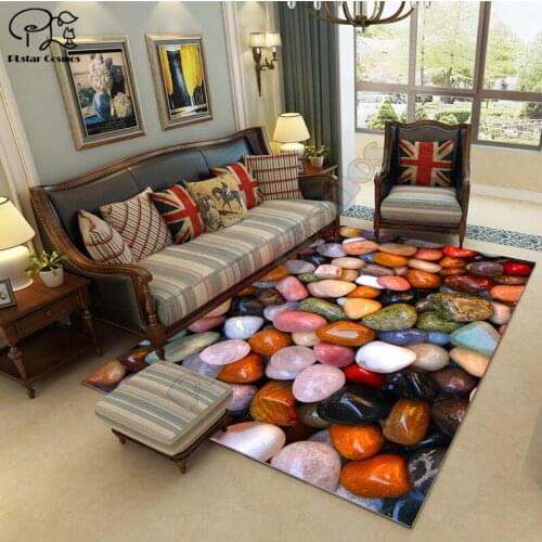 Colored stones carpet Square Anti-Skid Area Floor Mat 3D Rug Non-slip Mat Dining Room Living Room Soft Bedroom Carpet