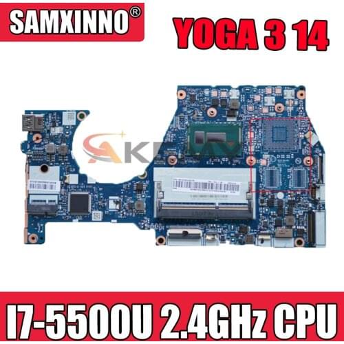For Lenovo YOGA3-14 YOGA 3 14 Laptop Motherboard 5B20H35602 5B20H35614 NM-A381 With SR23W I7-5500U 2.4GHz CPU