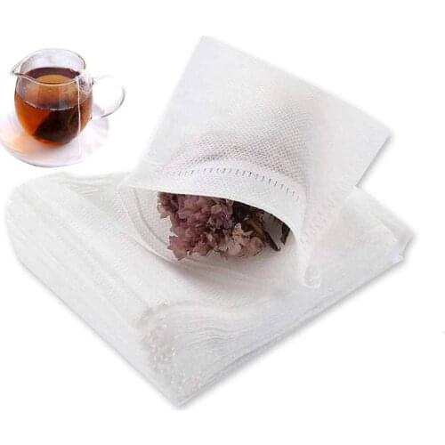 100pcs Disposable Tea Filter Bags Empty Muslin Drawstring Seal Herb Bags Tea Infusers for Loose Leaf Tea Cold Brew Coffee Spice