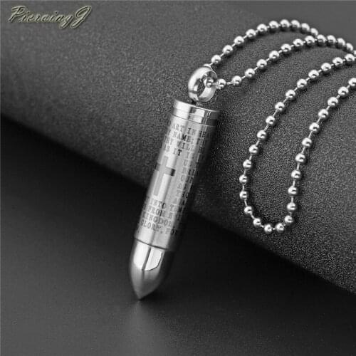 PiercingJ Latest Men Women Stainless Steel Urn Necklace for Ashes Bullet Cylinder Pendant Cremation Memorial Keepsakes