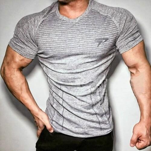Men Slim Fit Tees Printed Fitness T-Shirts Compression Shirt Tops Bodybuilding Workout Fitness O-Neck Short Sleeve Male T Shirt