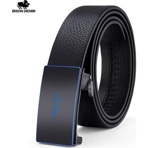 BISON DENIM Men Luxury Brand Genuine Leather Automatic Belt High Quality Designer Belts Business Trousers Male Belt