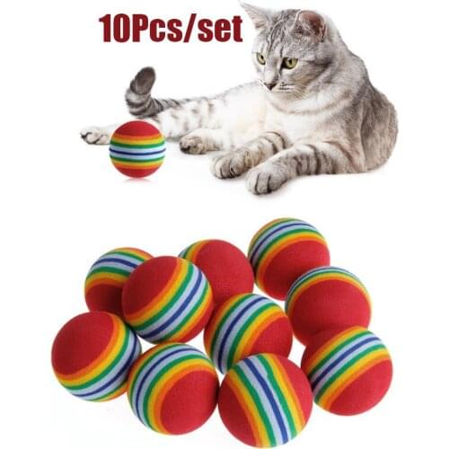 10 Pcs/Set Rainbow Ball Pet Toys EVA Soft Interactive Cat Dog Puppy Kitten Play Funny Colorful Gifts Chew Balls Pets Products