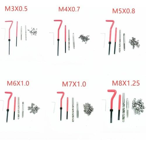 25pcs Car Pro Coil Drill Tool Metric Thread Repair Insert Kit M3 M4 M5 M6 M7 M8 for Helicoil Car Repair Tools Coarse Crowbar