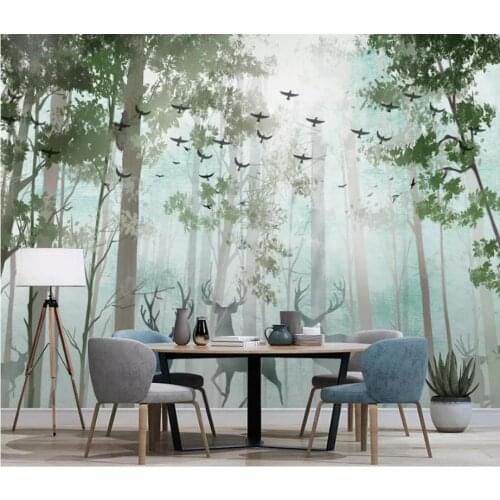Custom 3D wallpaper for walls 3 d wall murals Modern fresh forest deer European TV sofa background wall paper for living room