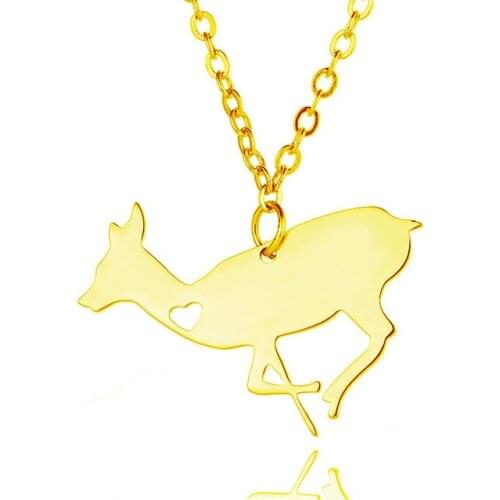 New Davids Deer Charm Necklace Gold Color Silver Color Stainless Steel Davids Deer Pendant Necklace Women Deer Jewellery