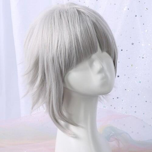 Anime Bungo Stray Dogs Cosplay Nakajima Atsushi Wig Men White Hair Anime Bungo Stray Dogs Cosplay Nakajima Atsushi Wig + Wig Cap