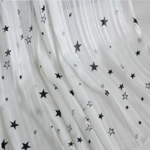 Dress Gown Fabric Shimmer Metallic Jacquard with Star Print Silky Stripe Chiffon Stripe Material DIY Tissue Ribbon Fabric