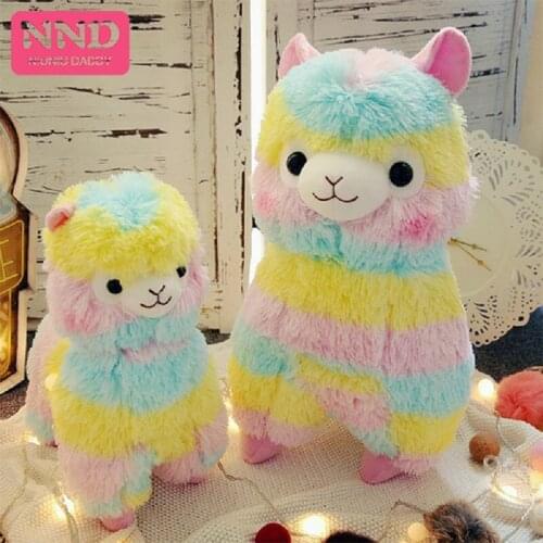 Niuniu Daddy 25cm 2019 Hot Sale Rainbow Alpaca Plush Soft Stuffed Cartoon Animal Alpaca Doll Toy for Baby Children