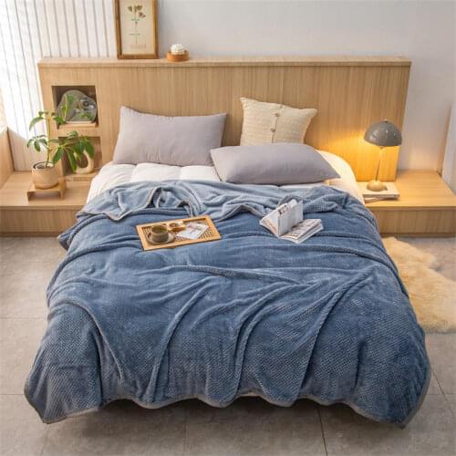 Bedspread on the Beds Blue Color Double Blanket For Children Throw Blanket Solid Color Cobertor Casal King Size Plaid For Winter