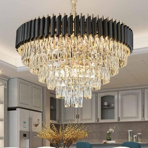 Luxury Modern Crystal Led Chandelier For Living Room Cristal Lustre Indoor Lighting Black Lights Hanging Chandeliers