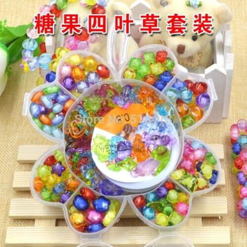 Handmade diy suit Girls Beaded Handmade Diy Toy Materials Woven Bracelet Necklace Girl Birthday Party Gifts Present Fancy