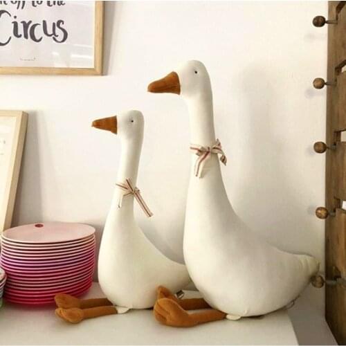 Nordic Cute White Goose Baby Infant Appease Comfort Doll Soft Plush Stuffed Animal Toy Children Room Decoration Props Kids Gift