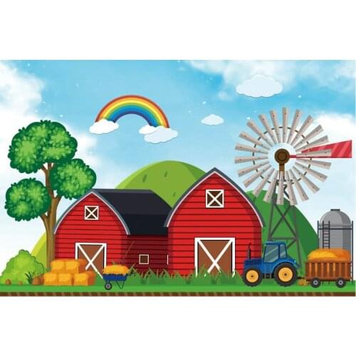 Farm Warehouse and Windmill Backdrop Photography Background Celebration Photo Booth Studio Decor