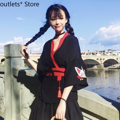 Japanese Traditional Kimono Harajuku Wide Loose Shirt Embroidered Girl Top Japanese Dress Yukata Kimono Women