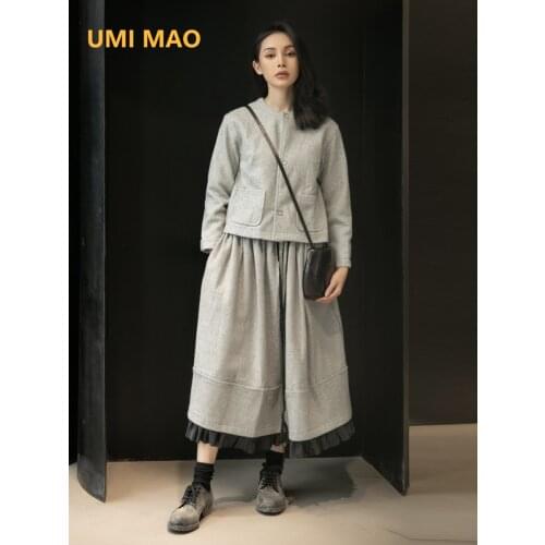UMI MAO Japanese Yamamoto Wind Woolen Short Ladies Casual Two-piece Fashion Harajuku Skirts Womens Streetwear