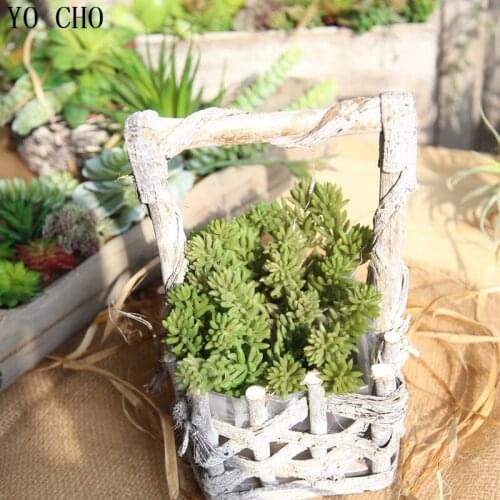 YO CHO 1PC 6 Heads Artificial Flower High-end Fake Succulent Plants Hanging Wall For Wedding Party Home Bar Hotel Decor