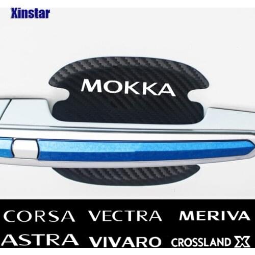 4pcs Carbon Fiber Car Door Handle Protection Sticker For Opel OPC Astra Insignia Corsa Mokka Vectra Meriva Vivaro CrosslandX