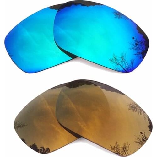 Ice Blue Mirrored & Bronze Gold Mirrored Polarized Replacement Lenses for Jawbone Frame 100% UVA & UVB