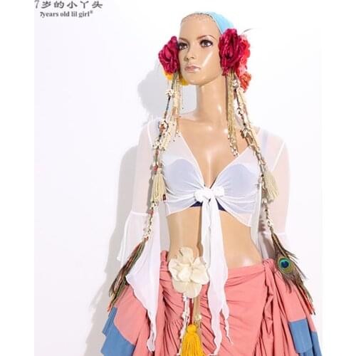 2019 Belly Dance Bolero Mesh Top Flared Blouse Women Sexy Female Clothes Colour 5 BBY26 30