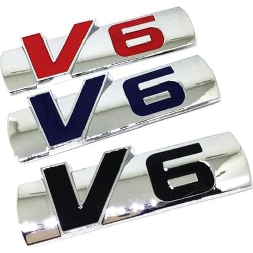 1Pcs Personalized 3D Car Stickers Metal V6 Car Stickers Badge Decoration Stickers Universal For Most Cars