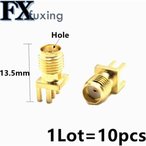 10Pcs SMA Female Jack Connector For 1.6mm Solder Edge PCB Straight Mount Gold plated RF Connectors Receptacle Solder