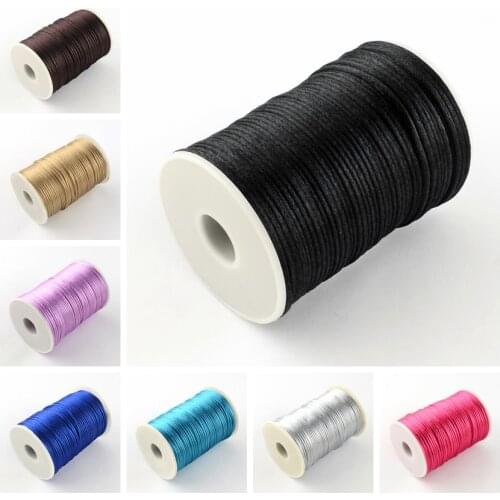 2mm 90m/roll Polyester Cord for Chines Knot Making DIY Jewelry Accessories Thread Decor Blue Lime Red Yellow Black White