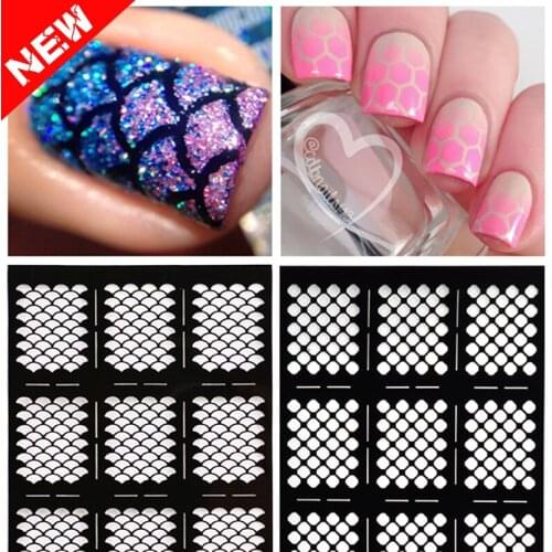 200pcs Reusable Stamping Nail Art Hollow Black Templates Stickers Vinyls Image Guide Polish Manicure Tools