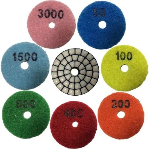 5cm 12Pcs Dry Polishing Pads Grit 50-3000 Granite Marble Concrete Diamond Polished Pads