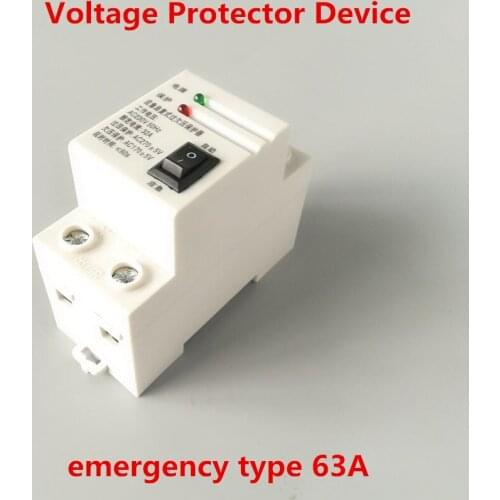 63A Emergency Type Din Rail Automatic Recovery Reconnect Under Voltage Relay Protective Over voltage Protector Device 220V