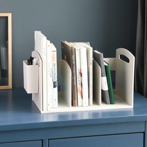 OTHERHOUSE Desktop White Bookshelf Bookend Magazines Storage Rack Bookcase Desk Organizer Holder Display Office Home Decoration
