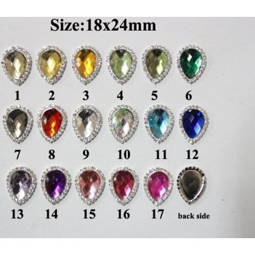 Free Shipping Wholesale 18X24mm 100pcs/lot Flatback Rhinestone Tear Drop Button For Hair Flower Wedding Invitation LSP14