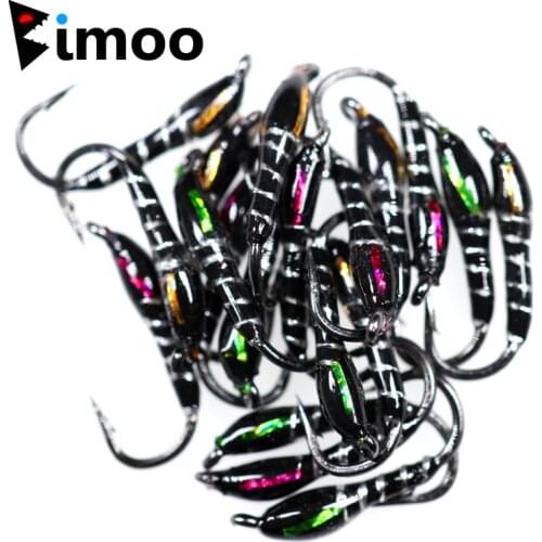 Bimoo 10pcs 20pcs 50pcs #14 Hook Buzzer Fly Nymph Midge Flies for Trout Fly Fishing Lure Baits