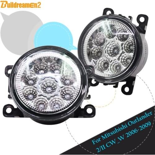 Buildreamen2 For Mitsubishi Outlander 2 II CW_W 2006-2009 2 Pieces Car Fog Light DRL Daytime Running Light LED Light Lamp 12V