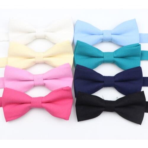 Colorful Kids Pet Solid Color Bow Tie Soft Cotton Flexible Bowtie Smooth Butterfly Brown Pink Black Blue Wedding Accessory