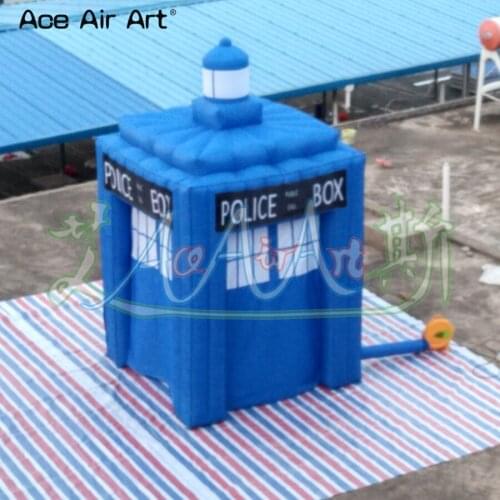 Elegant designed blue inflatable police booth,police phone box Tent with logo and curtains for sale