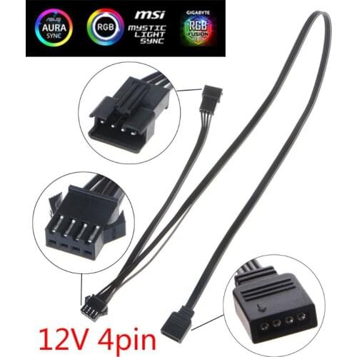G32B 12V 4Pin RGB Connector Cable PC Case Fan LED Strip Extension Cord Wire Adapter for Giga/Microstar/A-sus Motherboard