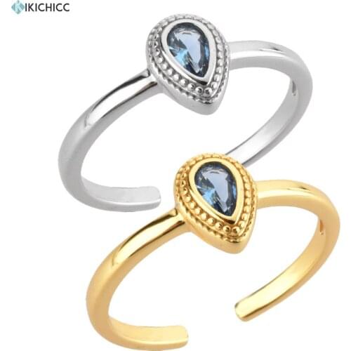 KIKICHICC 925 Sterling Silver Gold Ovals Crystal Rings Resizable Adjustable Round Luxury Zircon Jewelry Gift Wedding Jewelry
