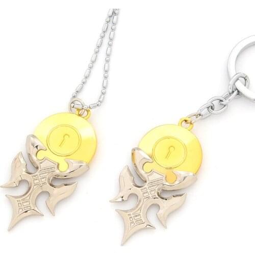 Classic Japanese Anime Nisekoi Ichijou Raku Lock Pendant Necklace Keychains Torque Model Figure Toys for Women Boys Keyring Gift